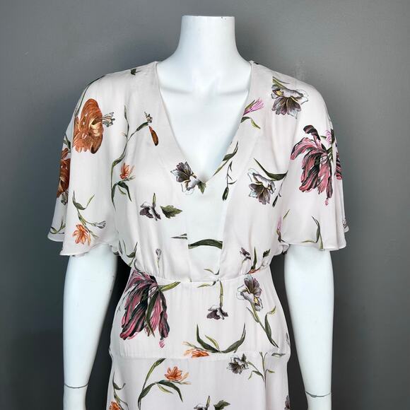 Reiss Dress Size 2 UK 6 Ruby Floral flutter sleeve jazz‎ feminine flirty - Picture 7 of 14